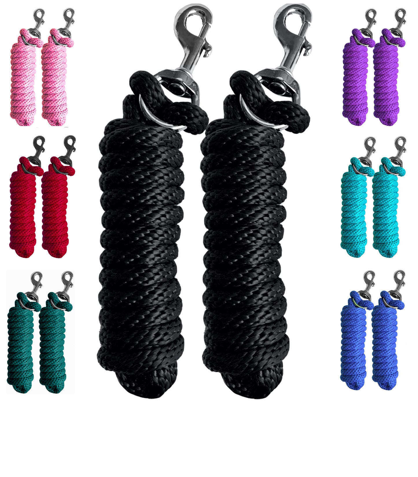 Majestic Ally Pack of 2 Solid Poly Lead Rope for Horses & Livestock – 10 Foot Long and 5/8 inch Thick - Replaceable Heavy-Duty Bolt Snap – Handmade – Soft, Broken in Feel