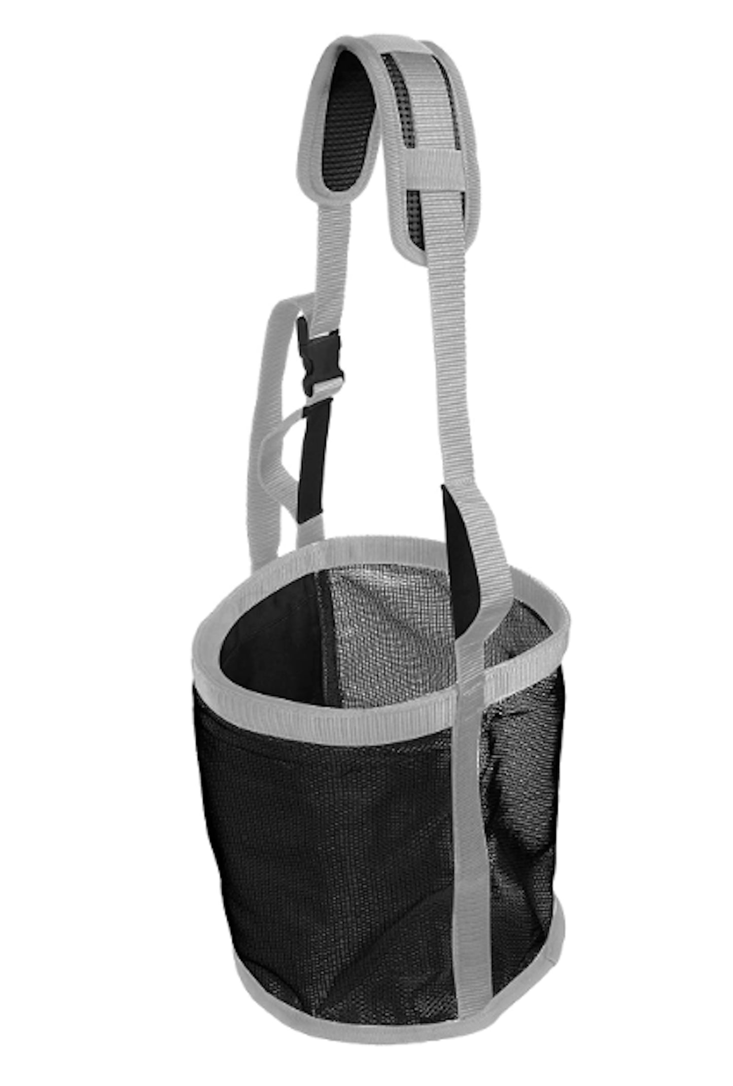 Majestic Ally Horse Feed Bag, Heavy Duty Nylon Mesh Grain Feed Bag, Adjustable Strap with Durable Snap and Elastic Straps, Comfort Neck Pad and Nose Pad- Large