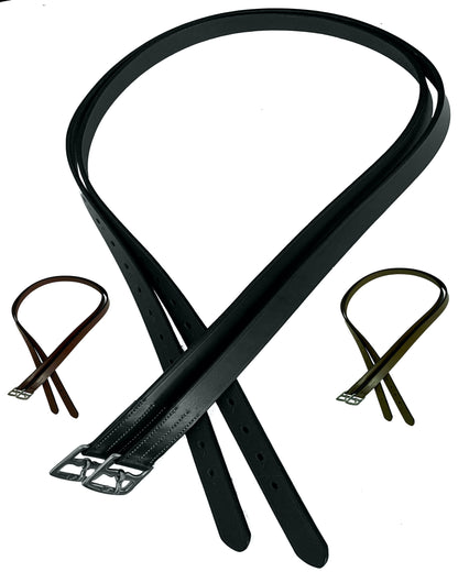 Majestic Ally Genuine Leather English Stirrup Leathers, 48" / 54" 60 " length and Black/Brown/Chestnut Color,  Ideal for Daily use (Pack of 2)