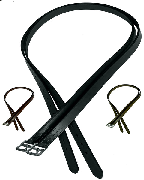 Majestic Ally Genuine Leather English Stirrup Leathers, 48" / 54" 60 " length and Black/Brown/Chestnut Color,  Ideal for Daily use (Pack of 2)