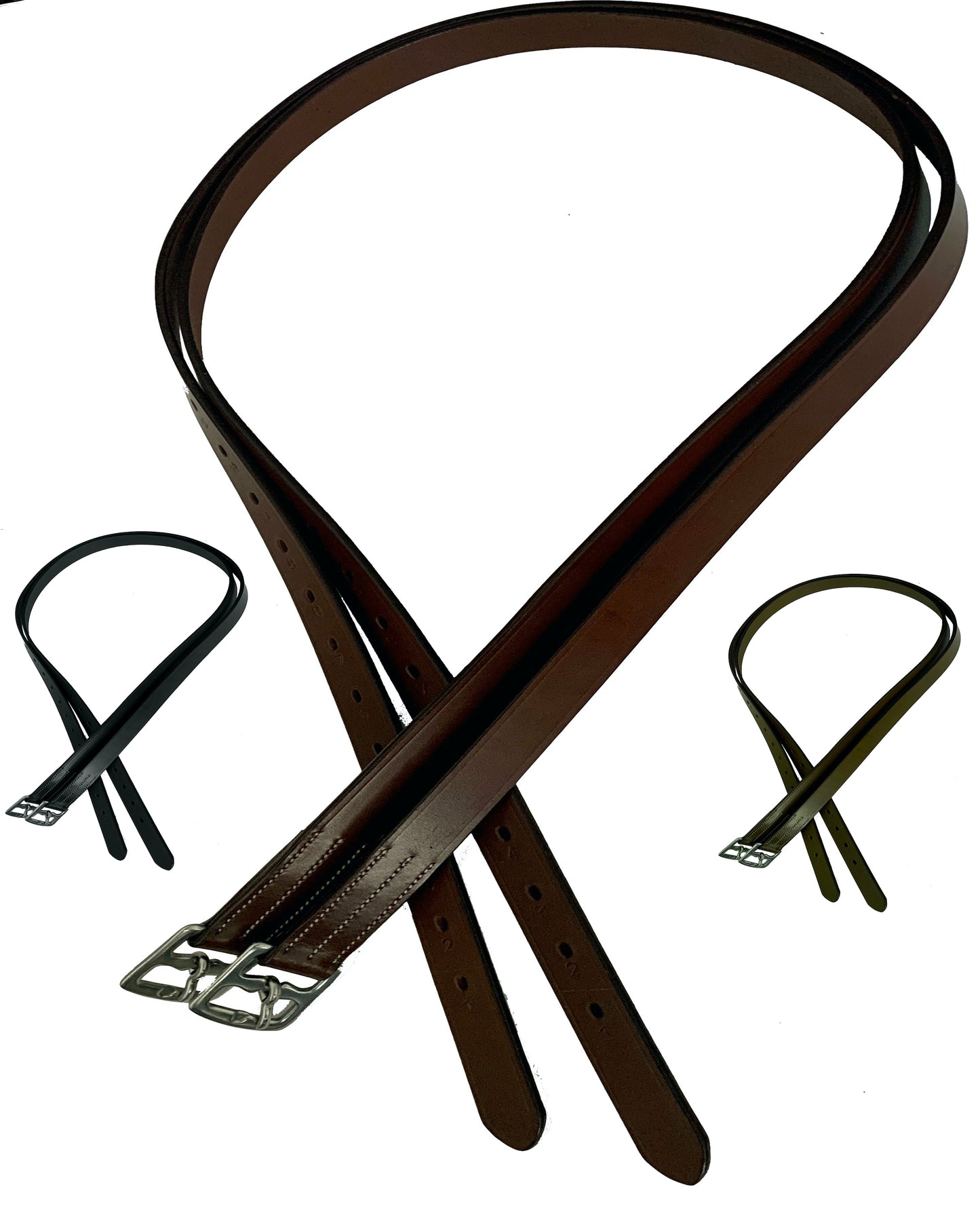 Majestic Ally Genuine Leather English Stirrup Leathers, 48" / 54" 60 " length and Black/Brown/Chestnut Color,  Ideal for Daily use (Pack of 2)