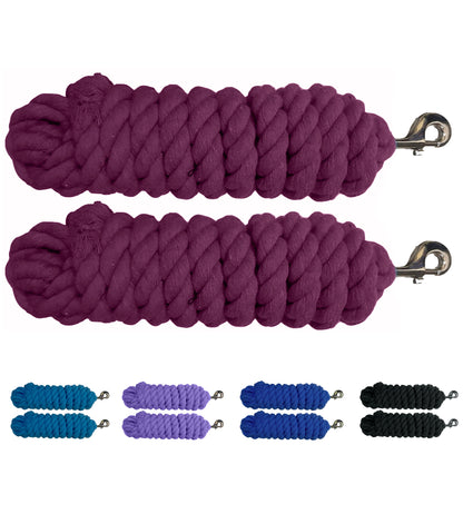 Majestic Ally Pack of 2 Solid Cotton Lead Rope for Horses & Livestock – 10 Foot Long and 5/8 inch (16MM) Thick - Replaceable Heavy-Duty Satin Bolt Snap – Handmade – Soft, Broken in Feel