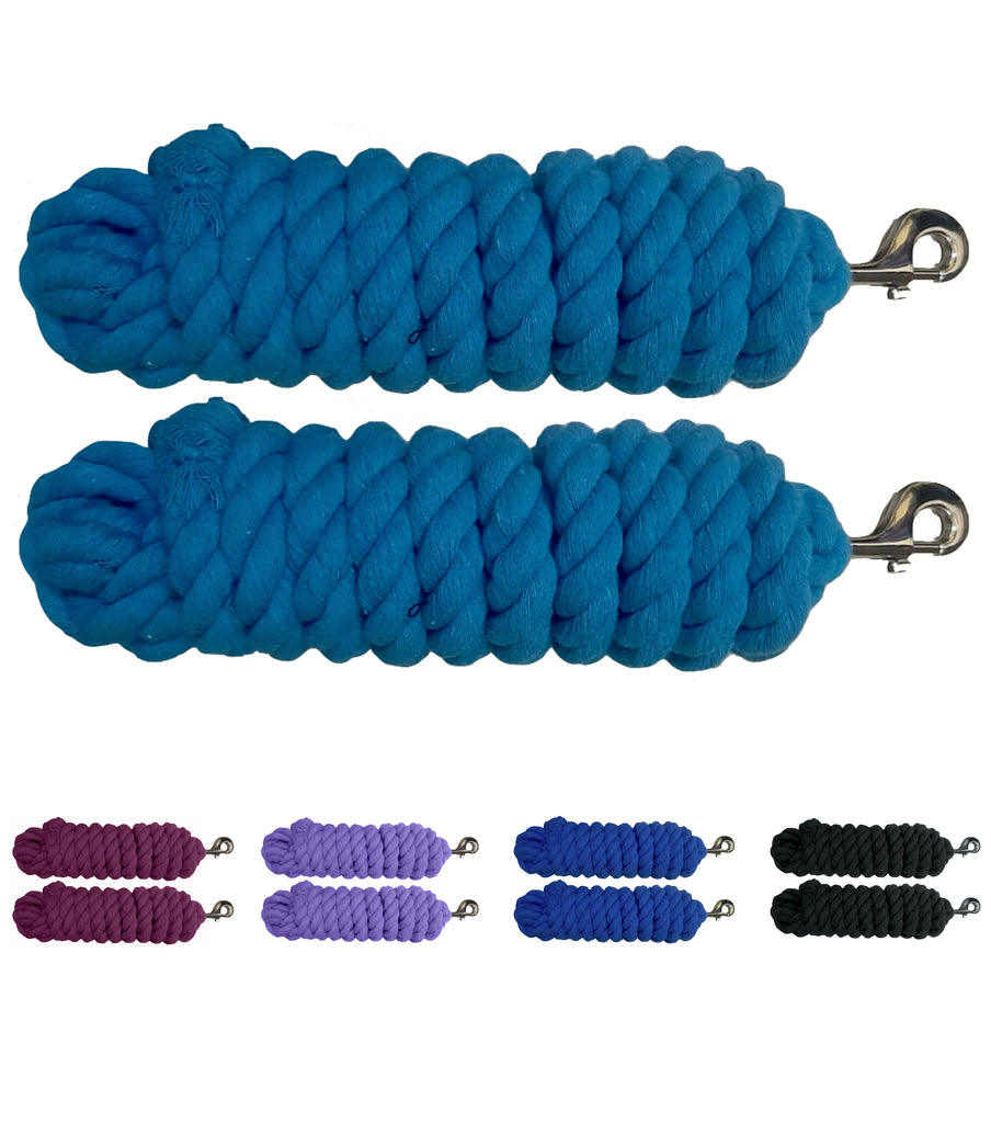 Majestic Ally Pack of 2 Solid Cotton Lead Rope for Horses & Livestock – 10 Foot Long and 5/8 inch (16MM) Thick - Replaceable Heavy-Duty Satin Bolt Snap – Handmade – Soft, Broken in Feel