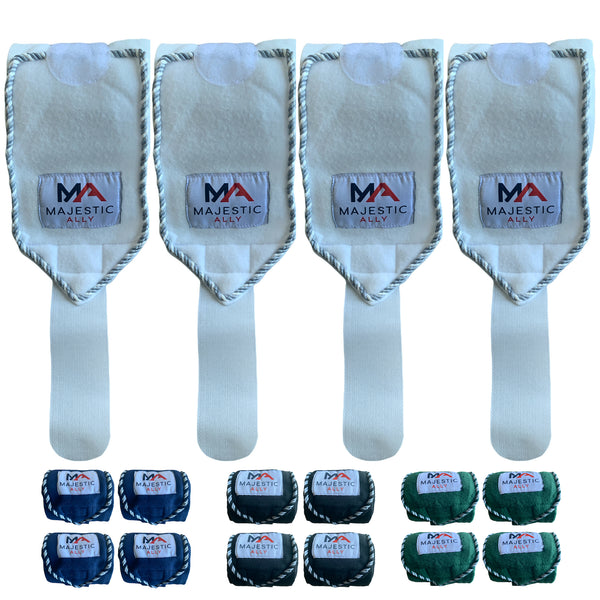 Majestic Ally Fleece Polo Leg Wraps with Braided Rope for Horses - Set of 4-5" X 10'