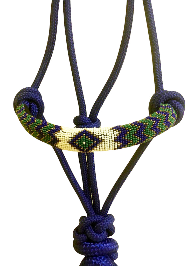 Majestic Ally Padded Beaded Nose Braided Rope Halter with 10' Matching Lead - Full