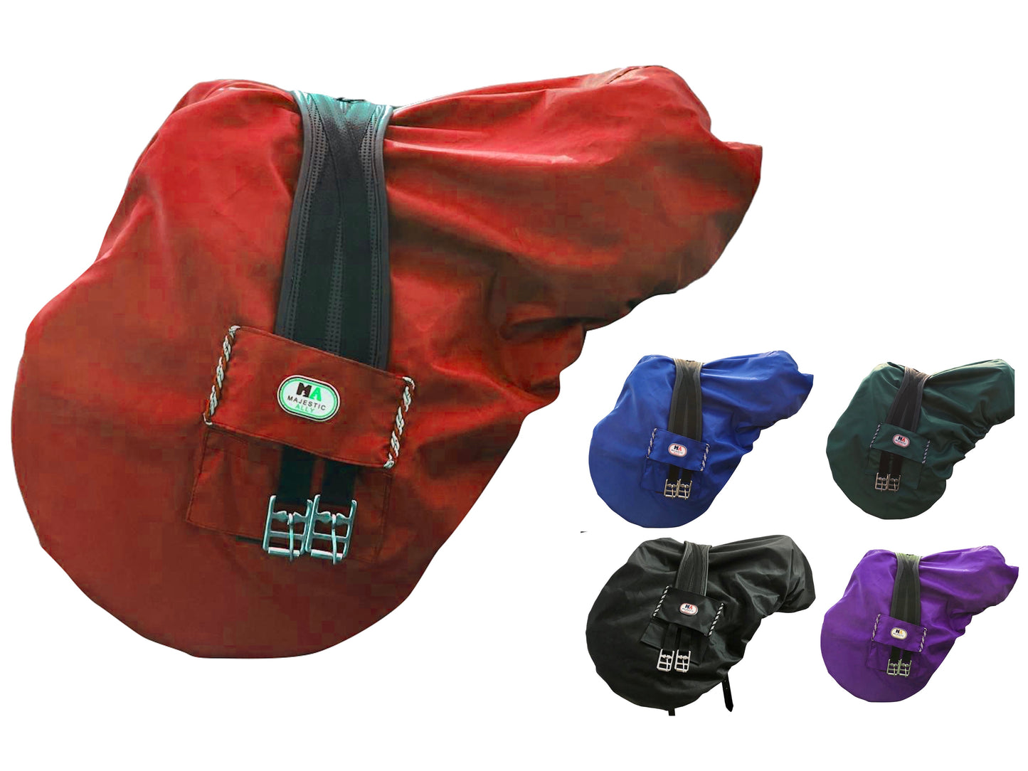 Majestic Ally Nylon Waterproof Fleece Lined Ride On English Saddle Cover-Multiple Color