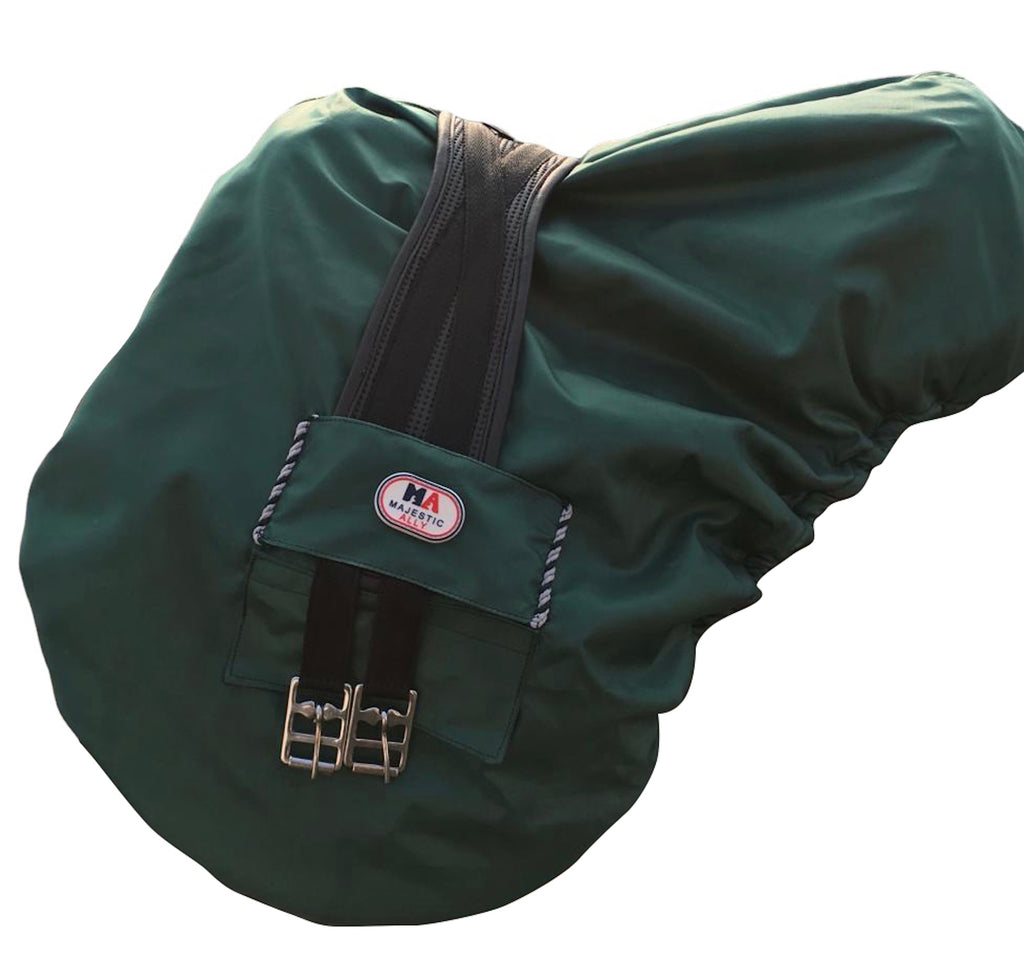 Majestic Ally Nylon Waterproof Fleece Lined Ride On English Saddle Cover-Multiple Color