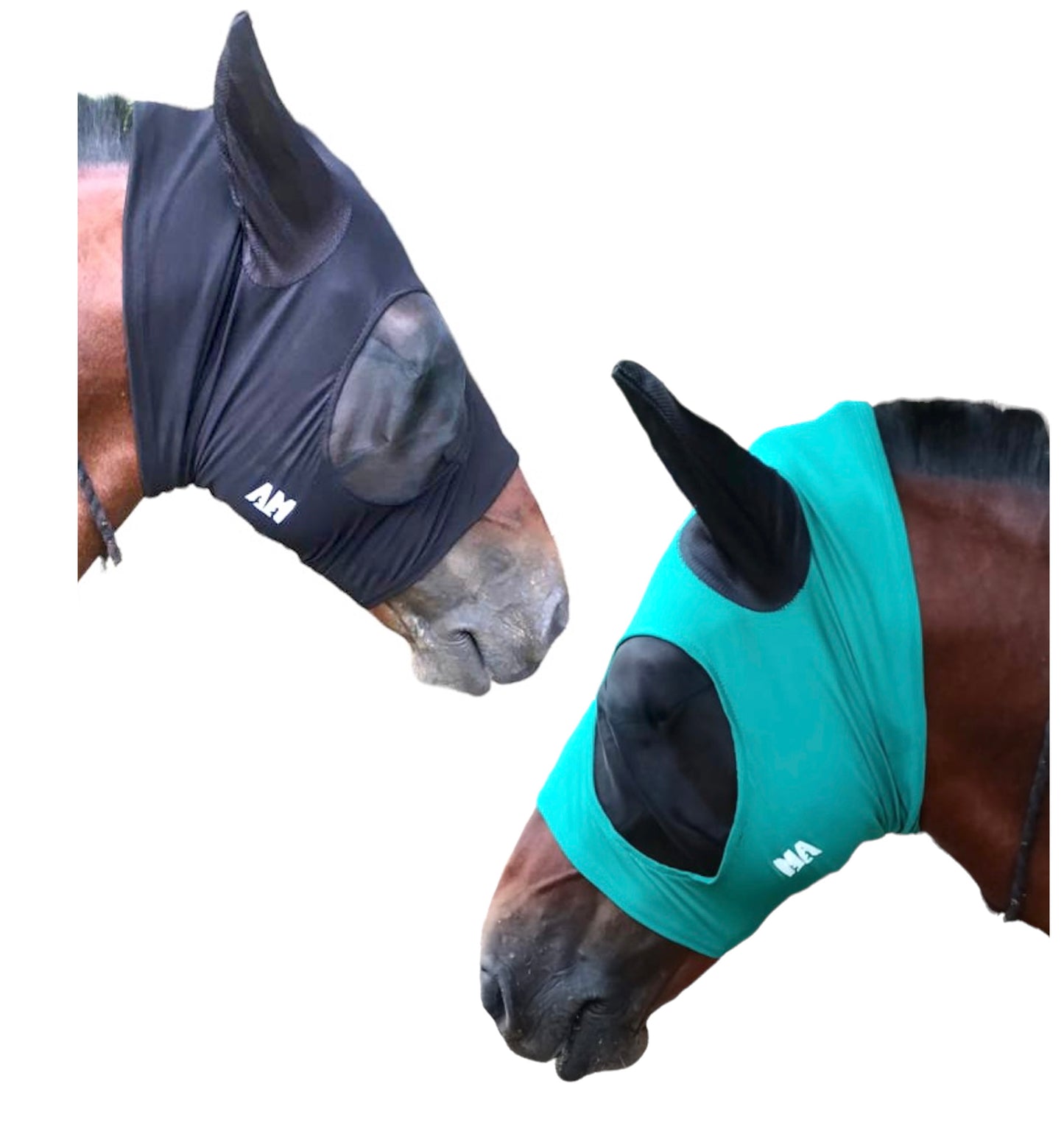 Majestic Ally Pack of 2 Lycra Horse Fly Mask with Nylon Mesh Eyes and Ears - Durable, Comfort Elasticity Fly Mask with Ears