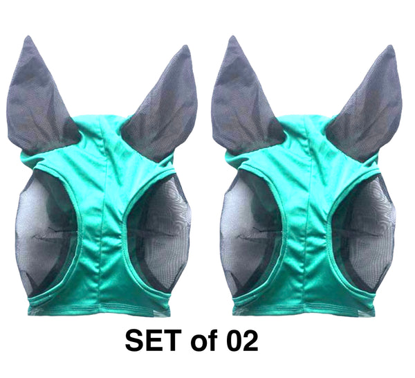 Majestic Ally Pack of 2 Lycra Horse Fly Mask with Nylon Mesh Eyes and Ears - Durable, Comfort Elasticity Fly Mask with Ears