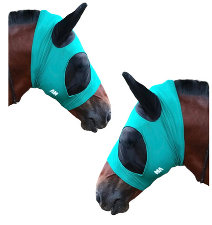 Majestic Ally Pack of 2 Lycra Horse Fly Mask with Nylon Mesh Eyes and Ears - Durable, Comfort Elasticity Fly Mask with Ears