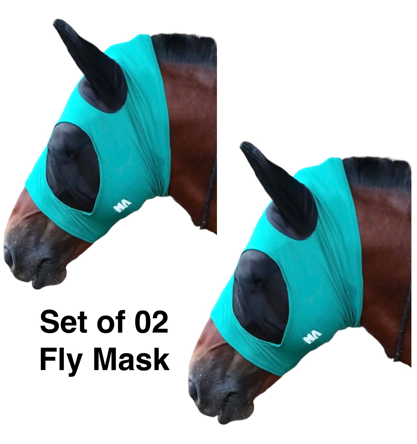 Majestic Ally Pack of 2 Lycra Horse Fly Mask with Nylon Mesh Eyes and Ears - Durable, Comfort Elasticity Fly Mask with Ears