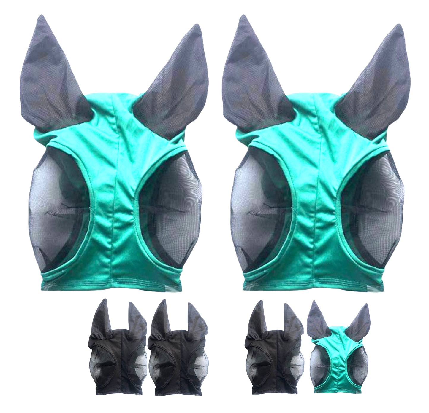 Majestic Ally Pack of 2 Lycra Horse Fly Mask with Nylon Mesh Eyes and Ears - Durable, Comfort Elasticity Fly Mask with Ears