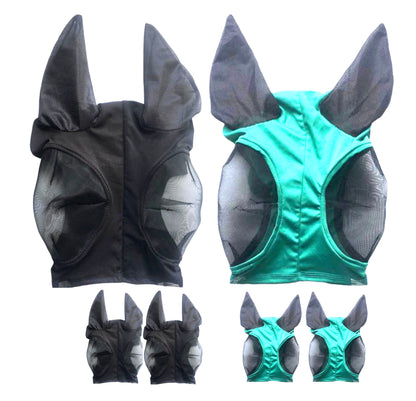 Majestic Ally Pack of 2 Lycra Horse Fly Mask with Nylon Mesh Eyes and Ears - Durable, Comfort Elasticity Fly Mask with Ears