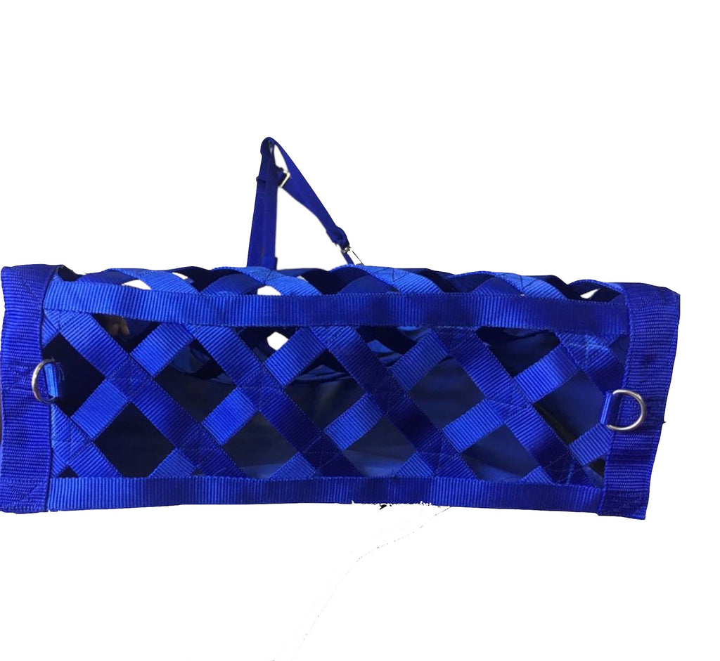 Majestic Ally Slow Feeder Hay Bag - Obliquely Placed Webbing on Front and Bottom- Royal Blue