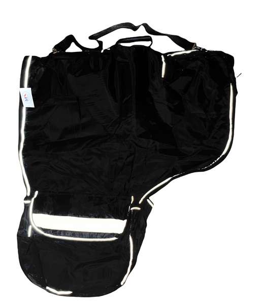 Majestic Ally Nylon Reflective Western Saddle Carry Bag with Large Pockets- Black