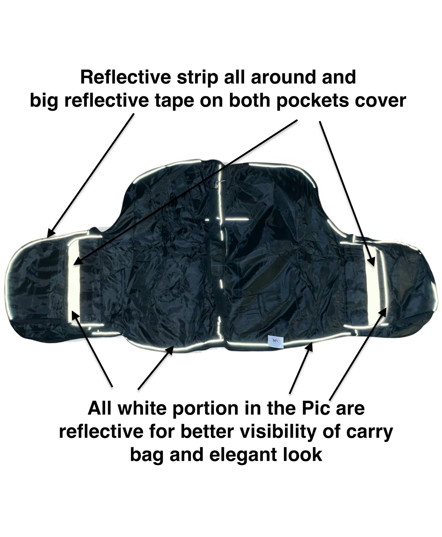 Majestic Ally Nylon Reflective Western Saddle Carry Bag with Large Pockets- Black