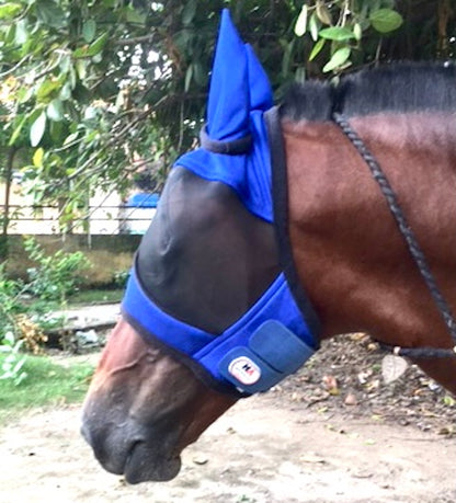 Majestic Ally Horse Fly Mask with Ears, Comfort Durable Fine Mesh, Soft Fleece Touch on Skin, Protect Eyes and Ears