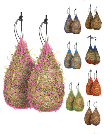 Majestic Ally 2 pcs Slow Feed 42” Hay Net with soft 2"x2" holes for Horses & Livestock, Nylon Rope Hanging , Simulates Grazing, Reduce Waste