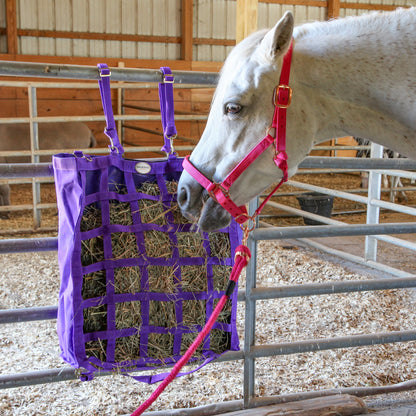 Majestic Ally Easy Feeder Hay Bag - One Side Open (3"x3" Hole) with 8 Feet Poly Rope for Horses and Livestocks with 06 months warranty