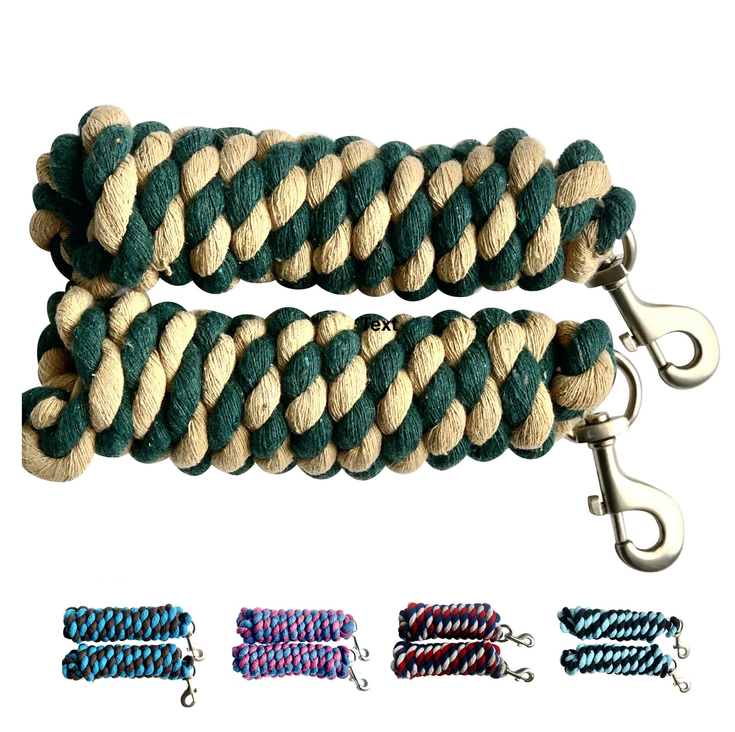 Majestic Ally Pack of 2 Solid Two/Three Colors Replaceable both Handmade Cotton Lead Rope for Horses & Livestock – 10 Feet x 5/8 inch