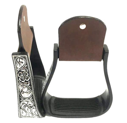 Majestic Ally Western Horse Aluminum Black Engraved Stirrups