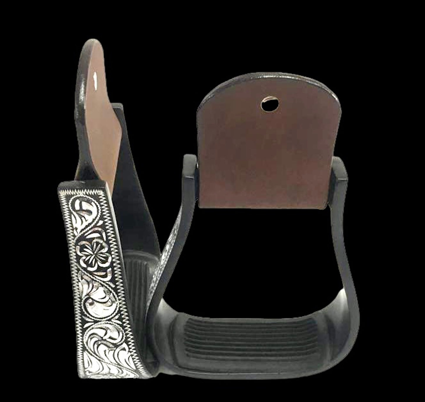 Majestic Ally Western Horse Aluminum Black Engraved Stirrups