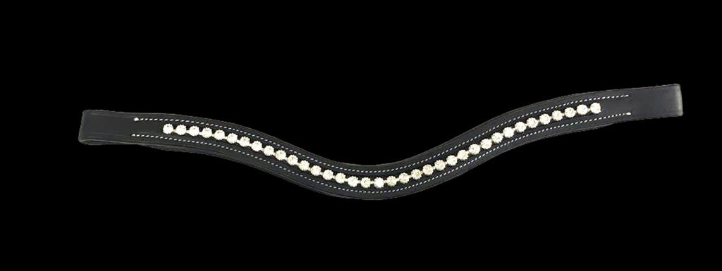 Majestic Ally Curved Crystal Padded Premium Leather English Browband for Horse Bridle