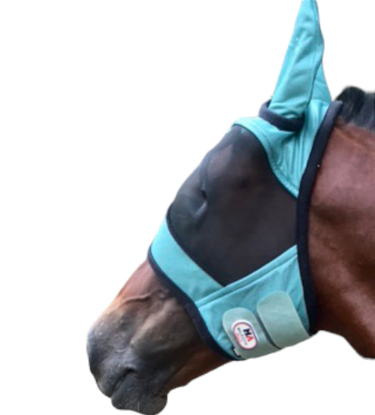 Majestic Ally Horse Fly Mask with Ears, Comfort Durable Fine Mesh, Soft Fleece Touch on Skin, Protect Eyes and Ears