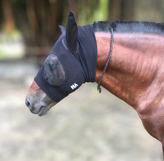 Majestic Ally Pack of 2 Lycra Horse Fly Mask with Nylon Mesh Eyes and Ears - Durable, Comfort Elasticity Fly Mask with Ears