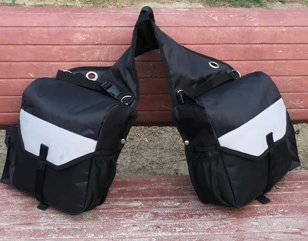 Majestic Ally Saddle Bag for Horses - Nylon Insulated Leakproof Cooler Reflective Padded with Pockets and Water Bottle Carrier Durable Saddle Bag