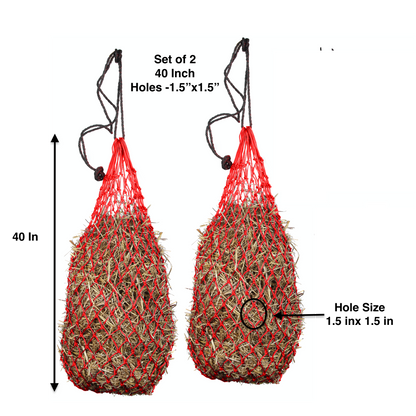 Majestic Ally 2 pcs Slow Feed 40” Poly Hay Net with soft 1.5"x1.5" hole